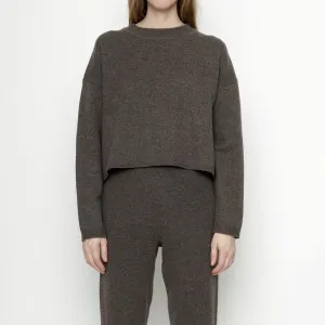 7115 by Szeki Relaxed Mock-Neck Merino Umber Sweater