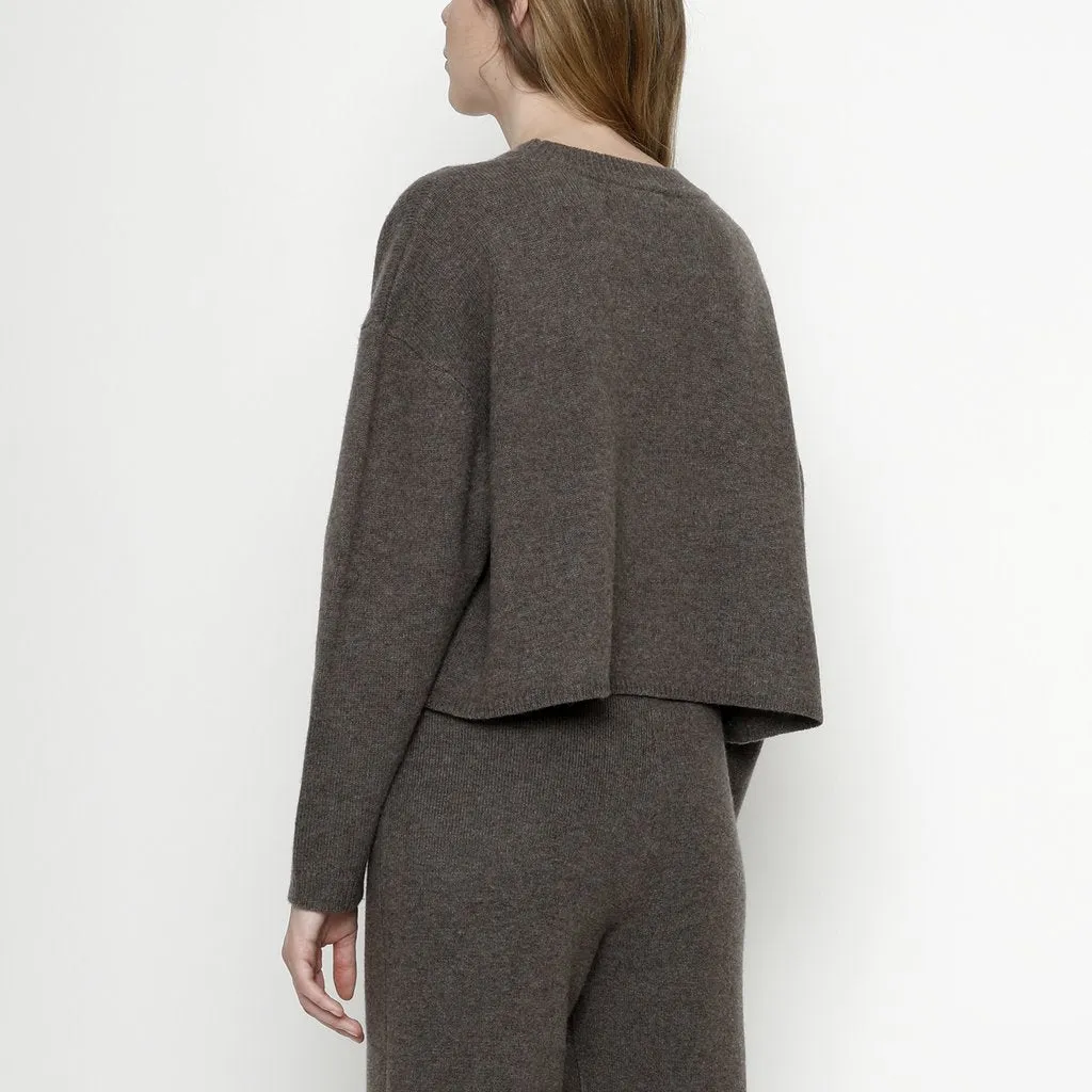 7115 by Szeki Relaxed Mock-Neck Merino Umber Sweater