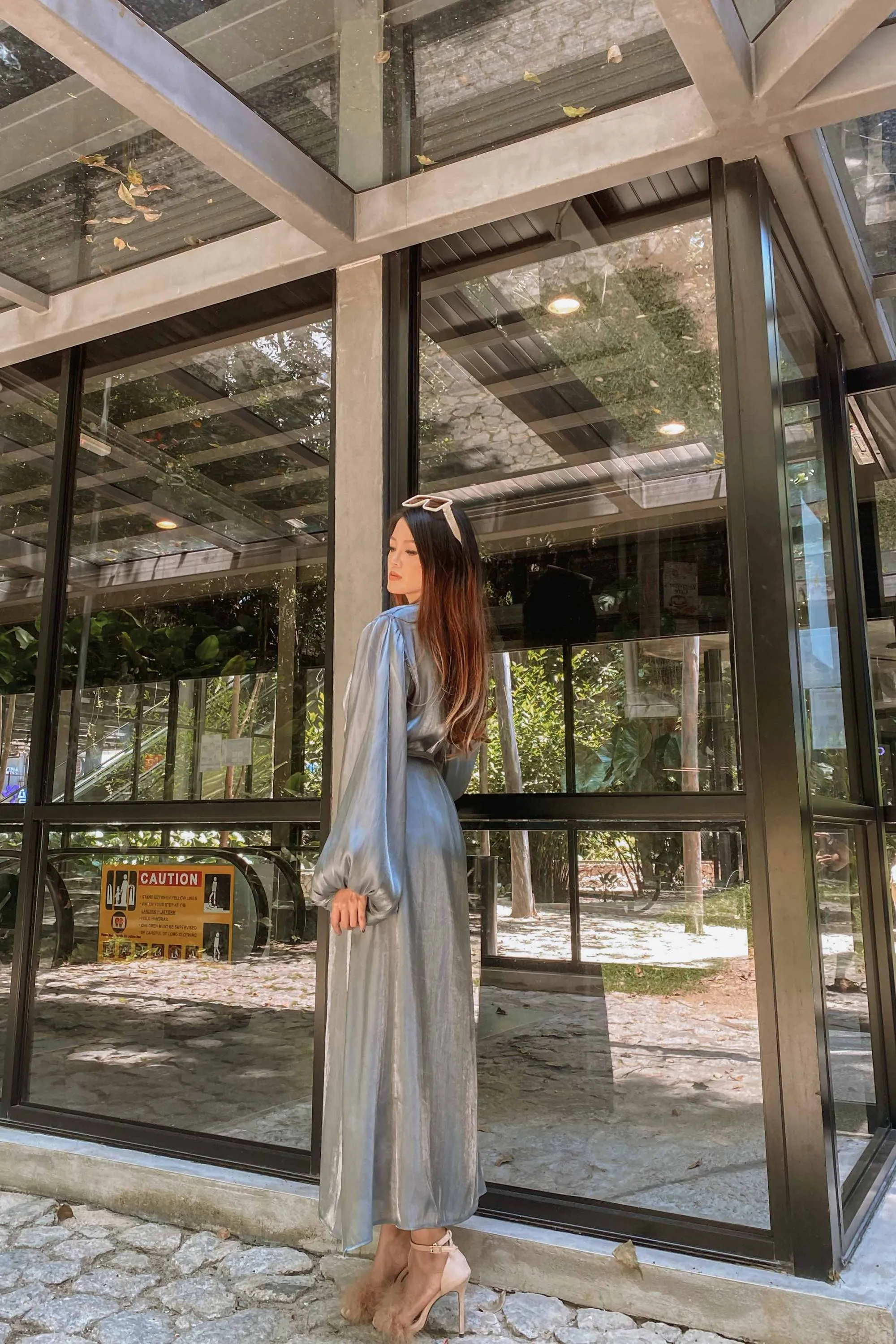 Elaiqe Balloon Sleeved Longline Cardigan in Grey
