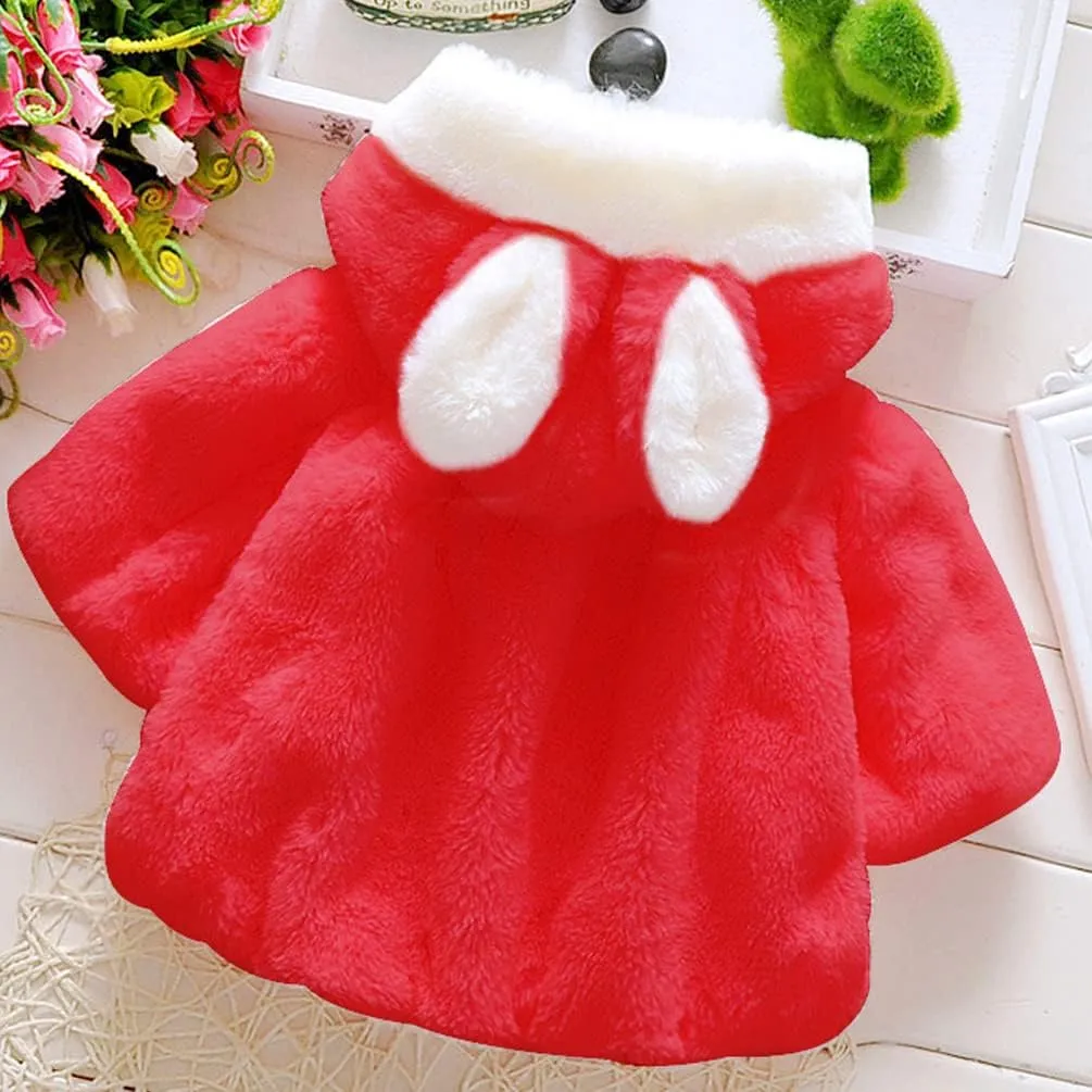 Faux Fur Coat Newborn Infant Baby Girl Jacket Cape Cloak Poncho 0-3 Years