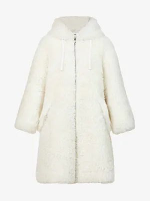 Hooded shearling coat