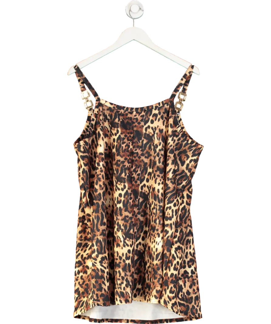 Limited Collection Brown Animal Print Vest Top With Chunky Chain Detail Straps UK 22