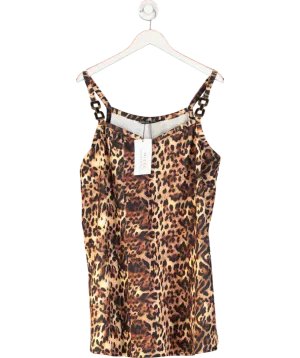 Limited Collection Brown Animal Print Vest Top With Chunky Chain Detail Straps UK 22