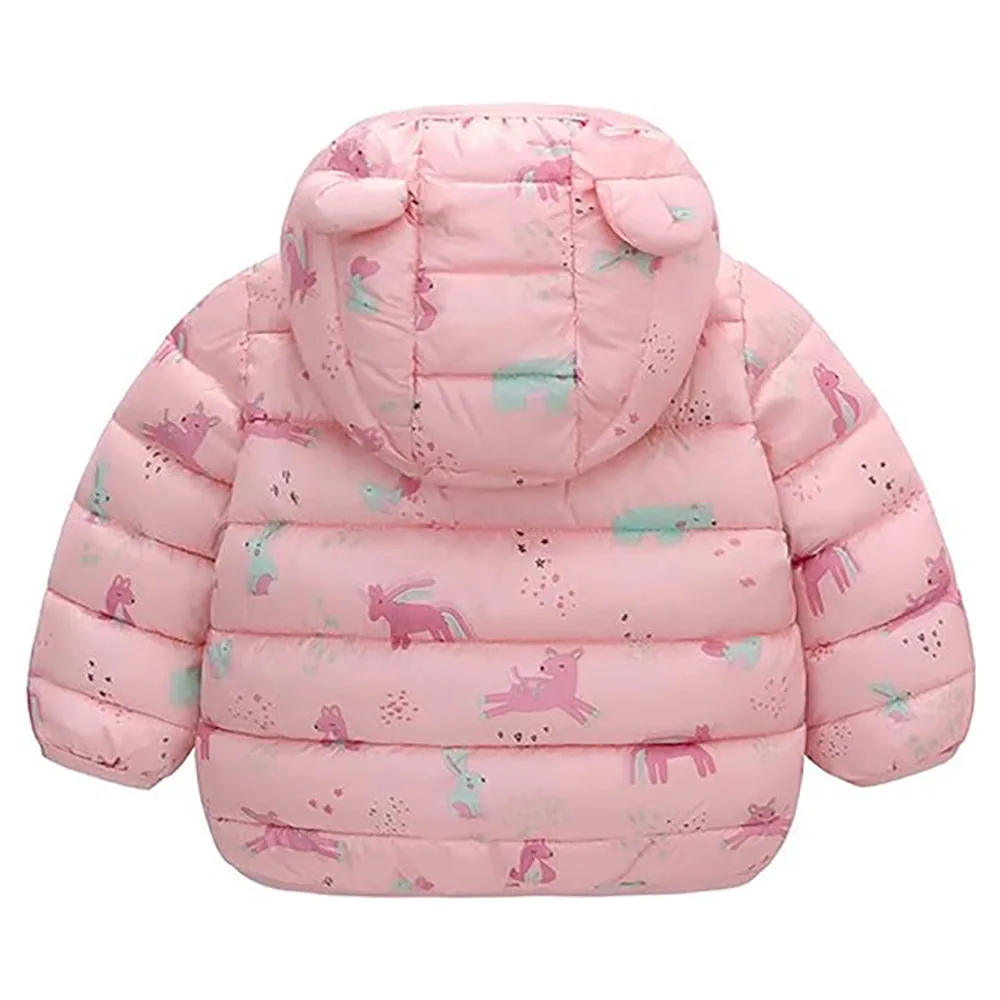 Little Surprise Box Pink Hoodie Style Dino theme Winter Jacket/ Warmer for Toddlers & Kids
