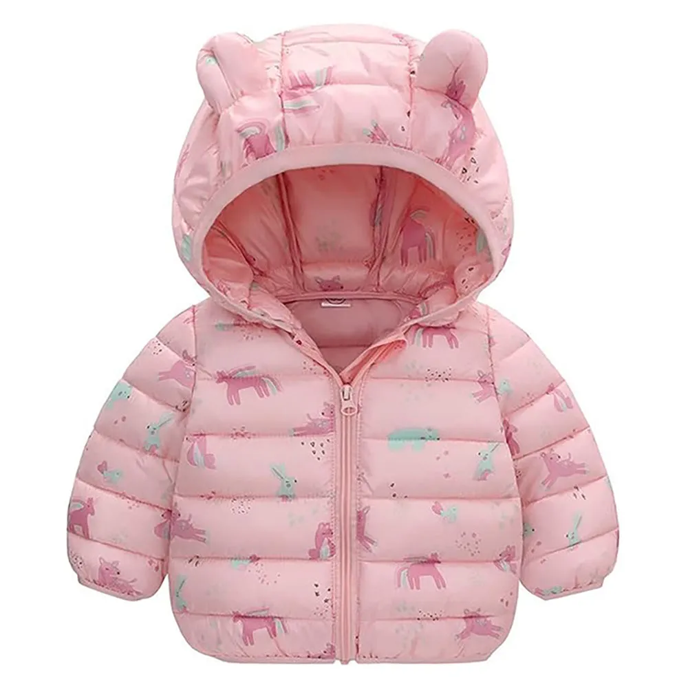 Little Surprise Box Pink Hoodie Style Dino theme Winter Jacket/ Warmer for Toddlers & Kids