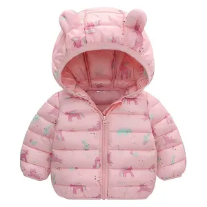 Little Surprise Box Pink Hoodie Style Dino theme Winter Jacket/ Warmer for Toddlers & Kids