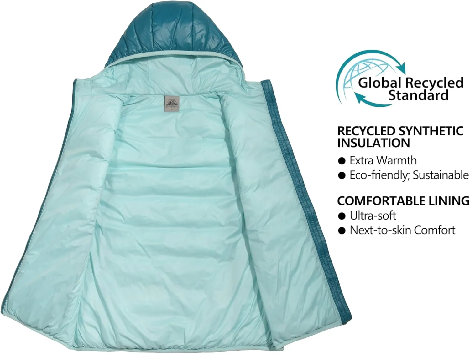 Mapamyumco Womens Lightweight Puffer Vest with Hood, Water-Resistant Sleeveless Jacket for Hiking Ski