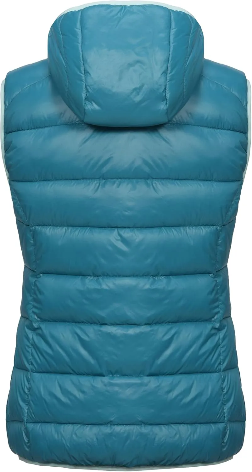 Mapamyumco Womens Lightweight Puffer Vest with Hood, Water-Resistant Sleeveless Jacket for Hiking Ski
