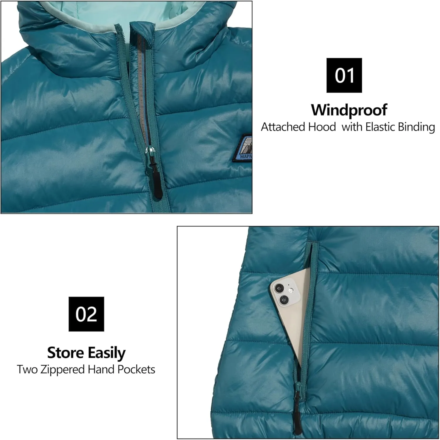 Mapamyumco Womens Lightweight Puffer Vest with Hood, Water-Resistant Sleeveless Jacket for Hiking Ski