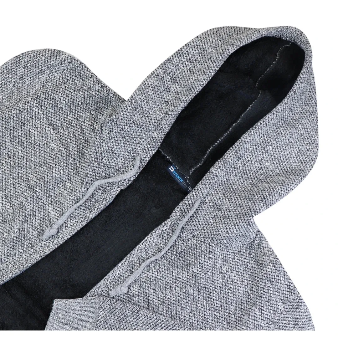 Men's Hoodie Jumper Jacket Fleece Fur Lined Top Knitted Warm Winter