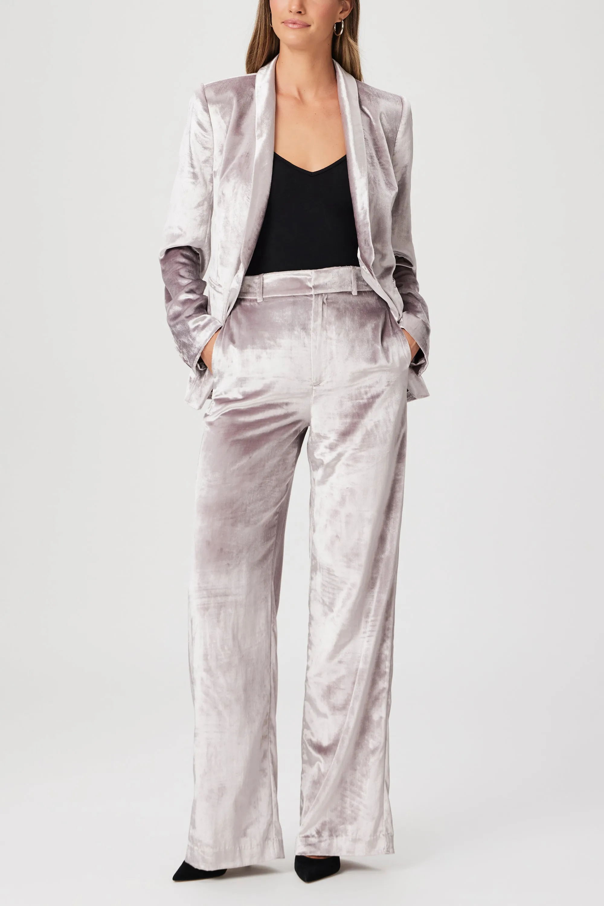 Paige - Chateau Velvet Pant in Pewter