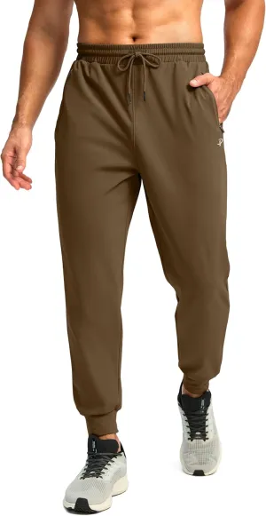 Pudolla Men's Fleece Lined Joggers Sweatpants with Zipper Pockets Winter Warm Pants for Men Running Workout Gym Athletic