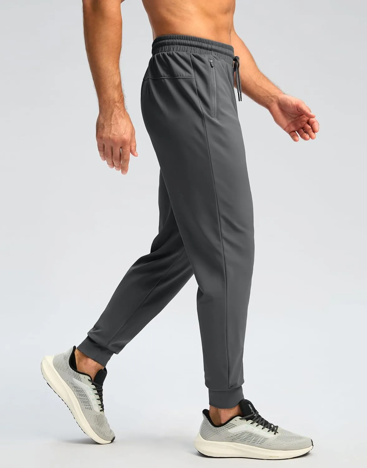 Pudolla Men's Fleece Lined Joggers Sweatpants with Zipper Pockets Winter Warm Pants for Men Running Workout Gym Athletic