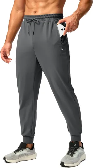 Pudolla Men's Fleece Lined Joggers Sweatpants with Zipper Pockets Winter Warm Pants for Men Running Workout Gym Athletic