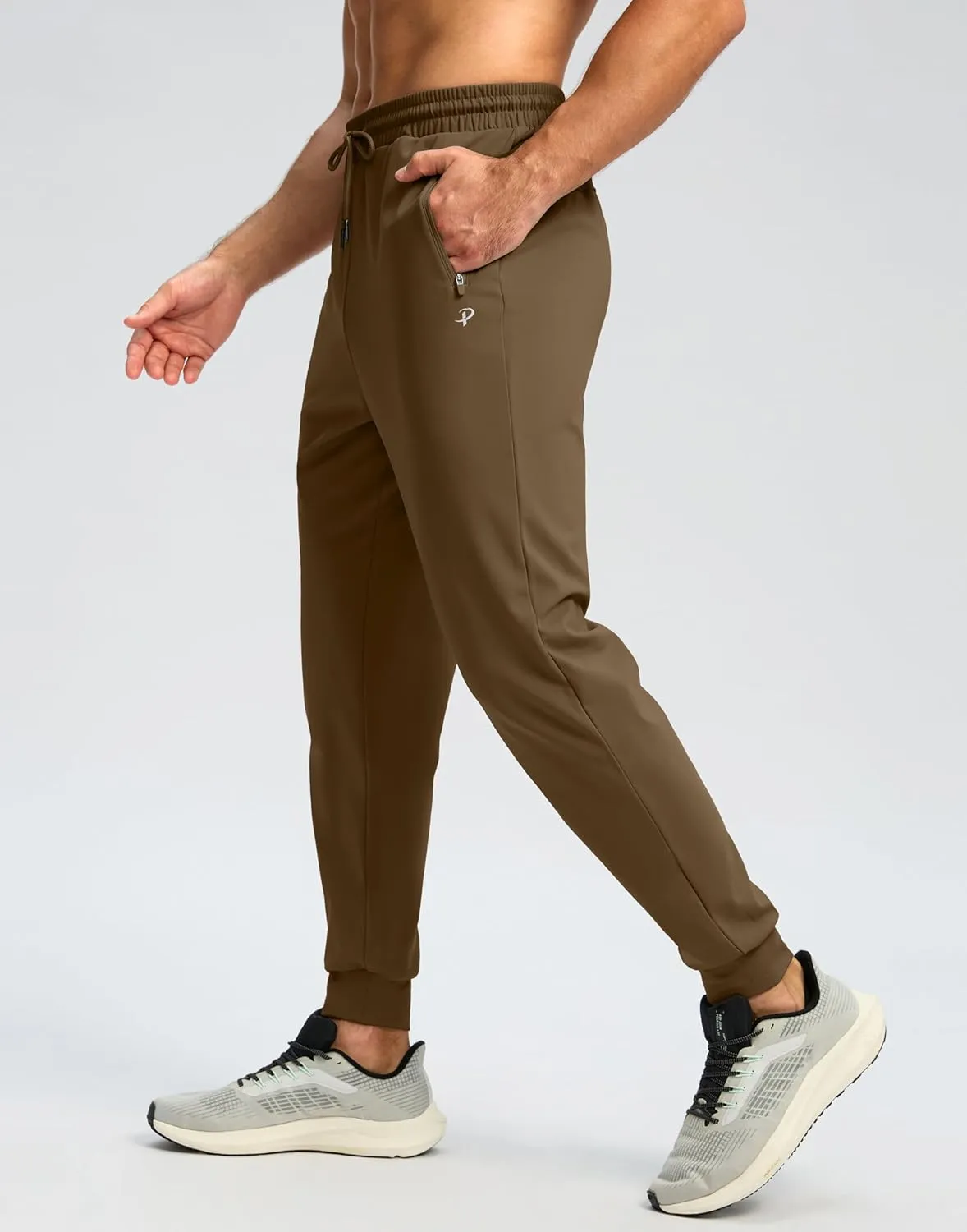 Pudolla Men's Fleece Lined Joggers Sweatpants with Zipper Pockets Winter Warm Pants for Men Running Workout Gym Athletic