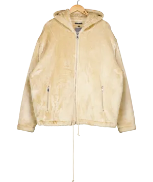 The Couture Club Cream Fur Applique logo Hooded Jacket UK M