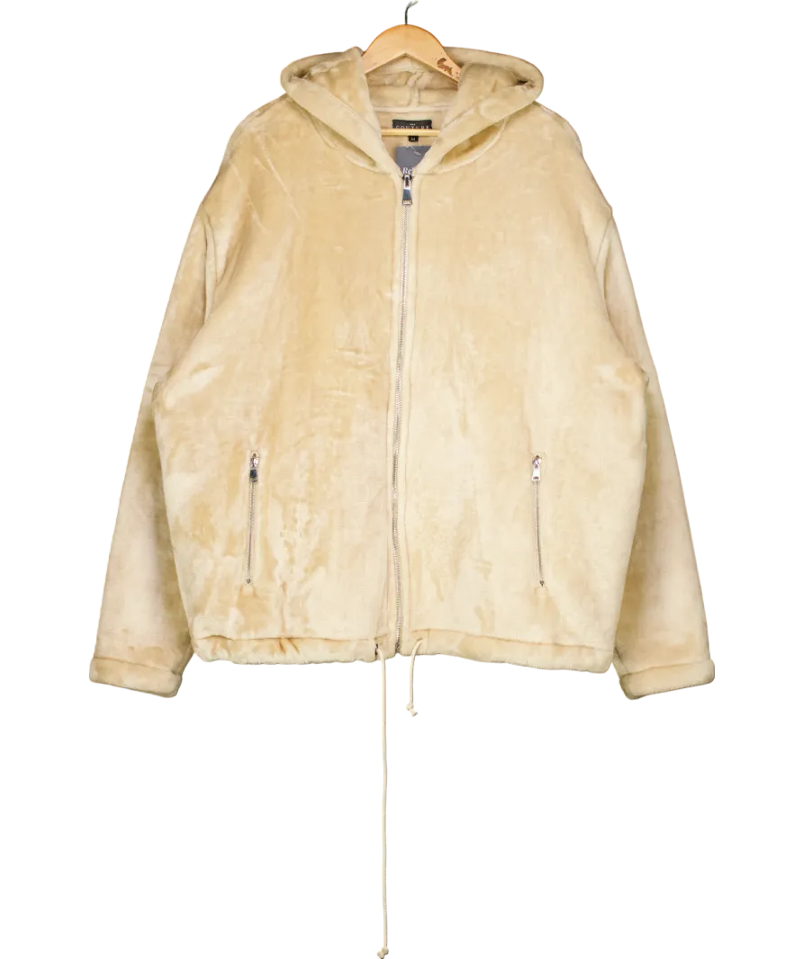 The Couture Club Cream Fur Applique logo Hooded Jacket UK M