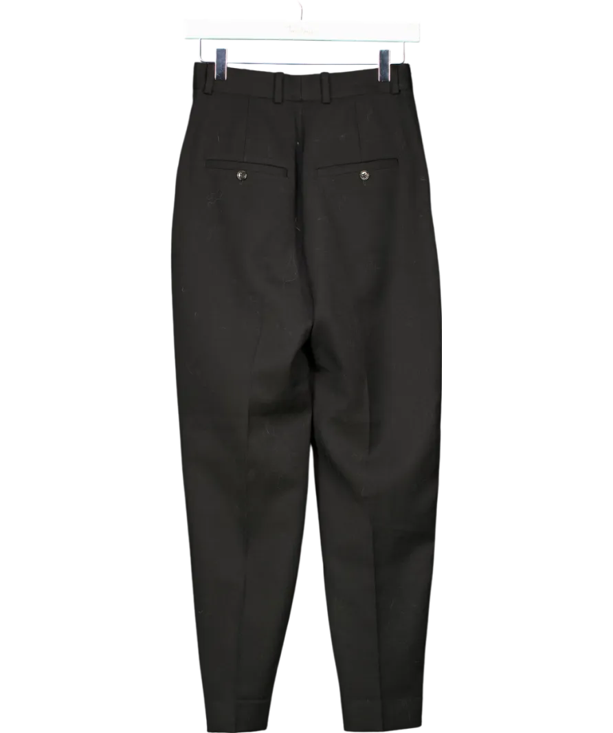 Totême Black Sewn Pleat Wool Trousers UK 4