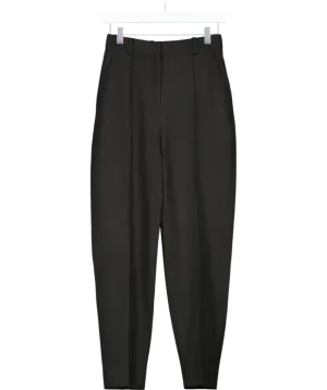 Totême Black Sewn Pleat Wool Trousers UK 4