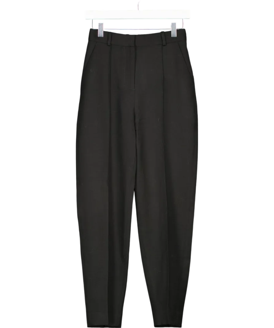 Totême Black Sewn Pleat Wool Trousers UK 4