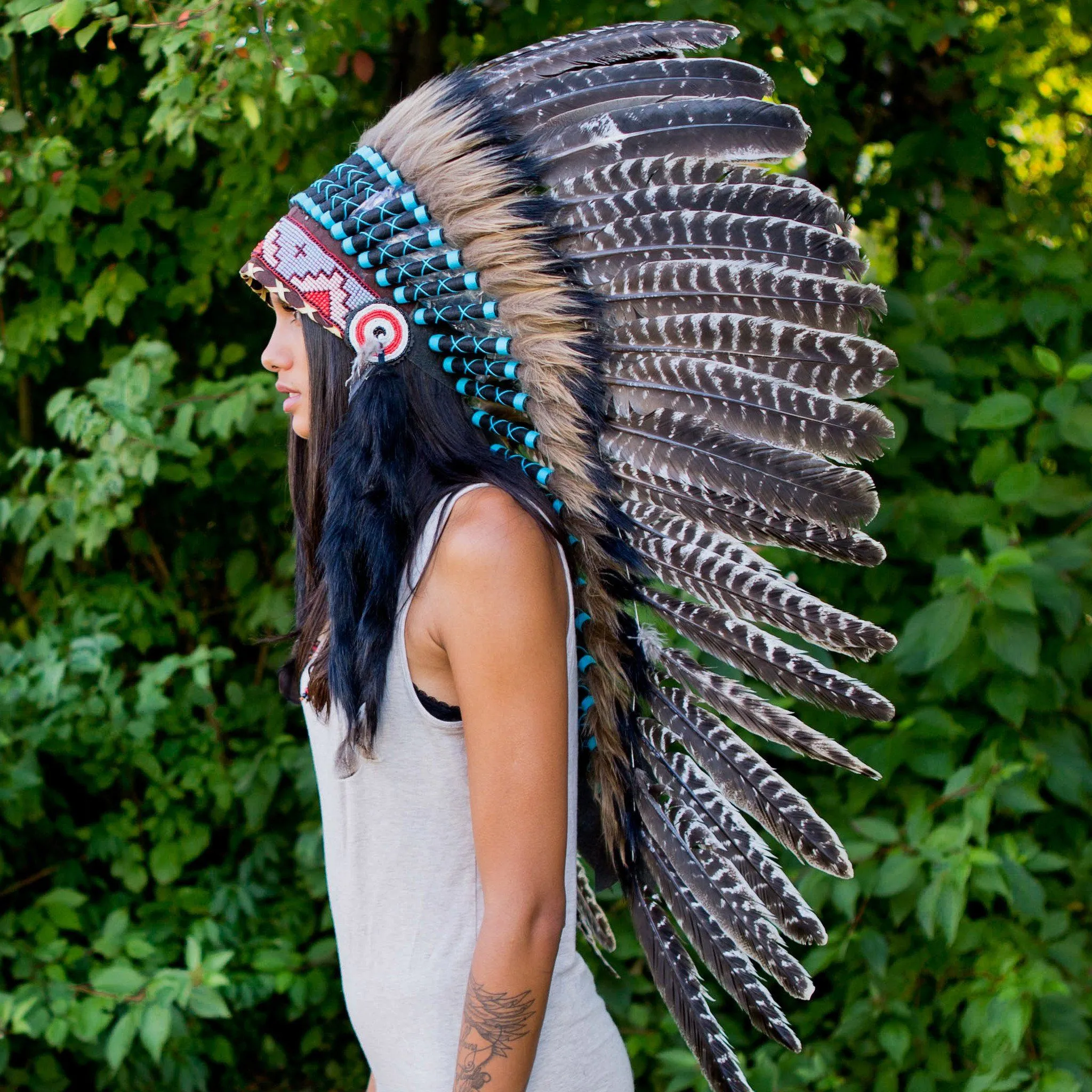 White Shaded Indian Headdress - 95cm