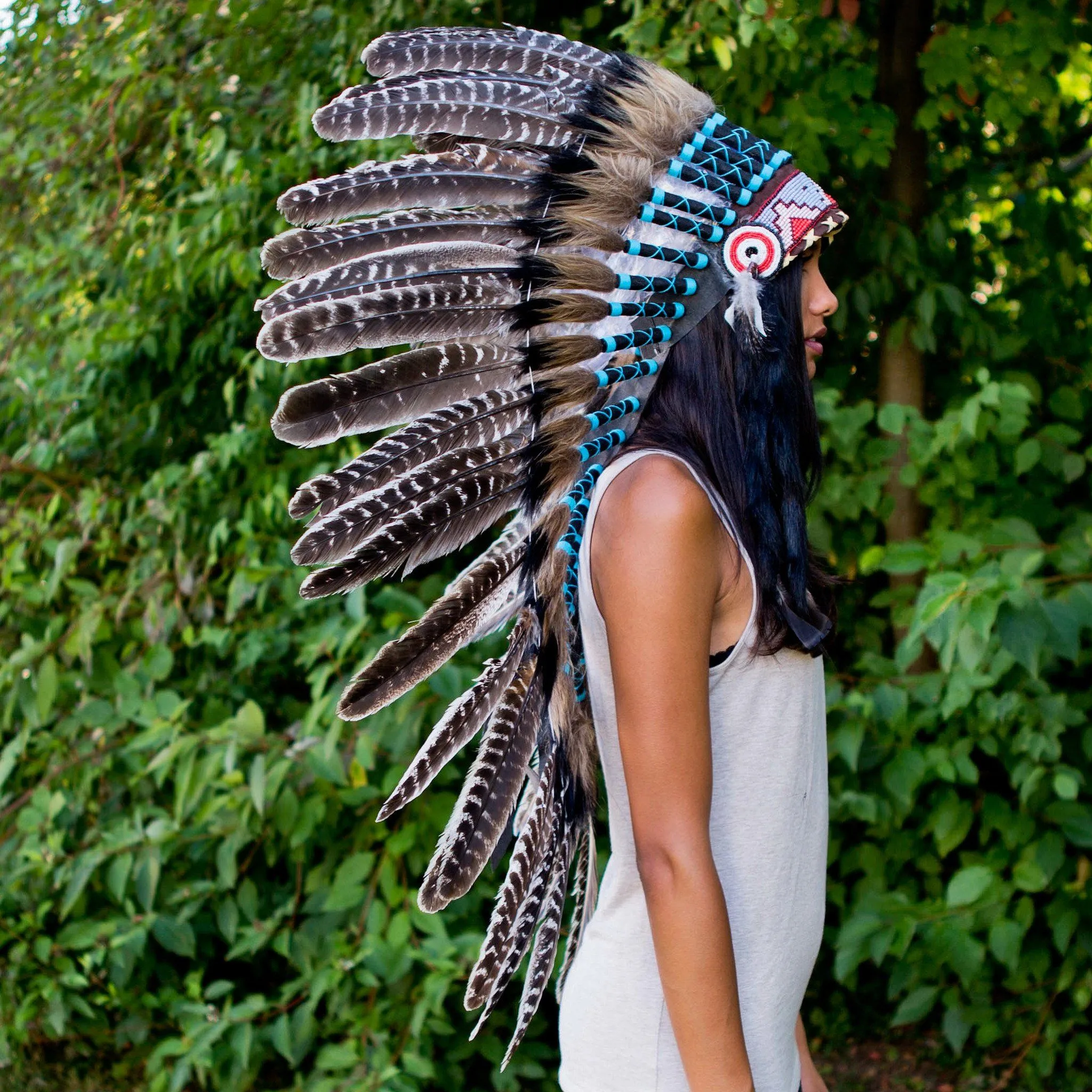 White Shaded Indian Headdress - 95cm