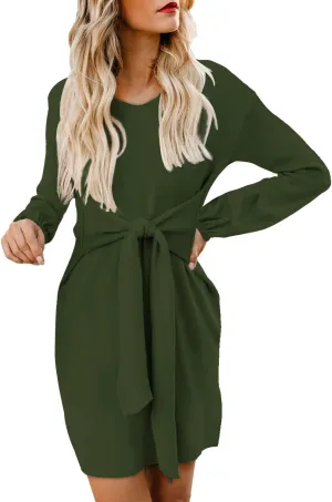 Women's Elegant Long Sleeve Casual Dresses Flowy Swing Party/Work All-Match Dress with Pockets