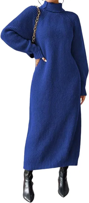 Women's Winter Sweater Dress Oversized Long Sleeve Knit Loose Pullover Maxi Bell