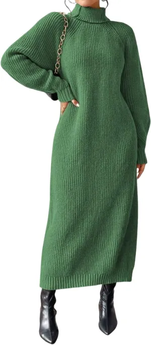 Women's Winter Sweater Dress Oversized Long Sleeve Knit Loose Pullover Maxi Bell